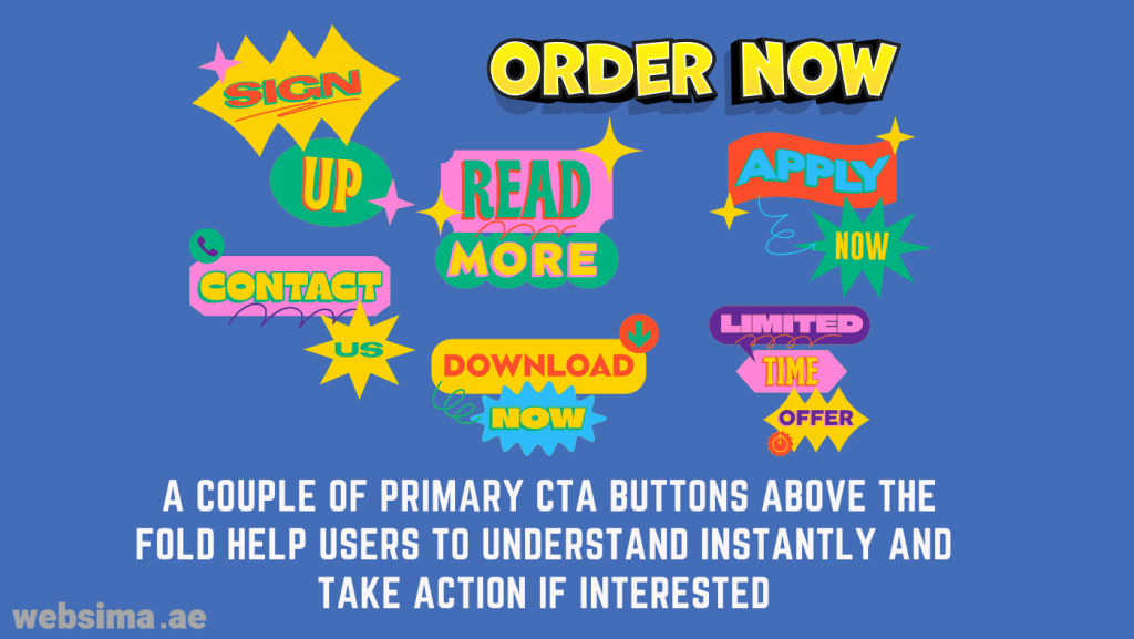 A few Call to Action buttons must be placed on the homepage